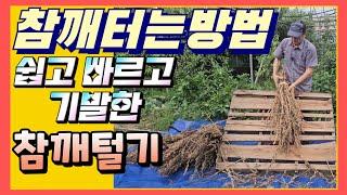 참깨쉽게터는방법 빠르고 기발한 참깨털기