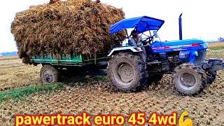 pawertrack euro45 4wd tractor || over load trolley stuck in mud||over load trolley performance||