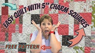 Super Quick 5 Inch Charm Square Quilt with Free Pattern