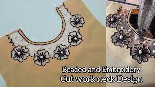 Neck Cut Work design Cutting and stitching | Round neck cutwork design| Sewing tips and tricks