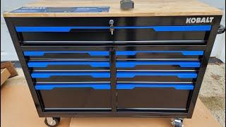 Kobalt  46.1" Wide 9 Drawer Black & Blue Wood Work Bench