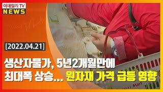 생산자물가, 5년2개월만에 최대폭 상승... 원자재 가격 급등 영향 (20220421)