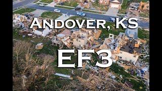 EF3 TORNADO DAMAGE-Andover, Kansas Drone Footage 4K