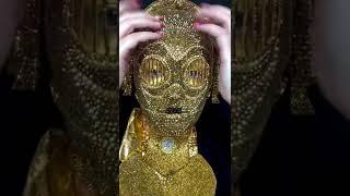 C-3PO Rhinestone Makeup ASMR Scratching ASMR