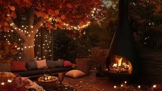 Chill Autumn Porch Ambience  Jazz, Pumpkin Carving & Rain for Cozy Moments 