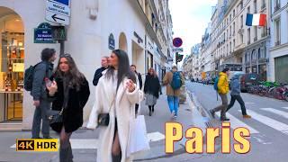 Paris, France , HDR walking tour in Paris, Paris luxury shopping streets, February 7, 2025