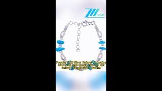 GN-20241111-02 Popular S925 Silver & Natural Turquoise with Pearl High Quality Bracelet Hot Selling