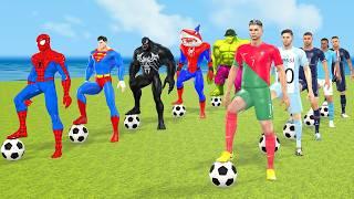 Siêu nhân nhệnSpider-Man Challenge Can Spider-Man BEAT Ronaldo and Messi at Football?vs 5 superhero