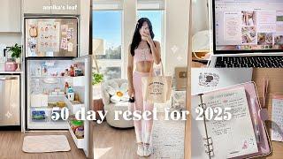 50 day life reset: leveling up for 2025 apartment & fridge deep clean, finances, pilates, meal plan