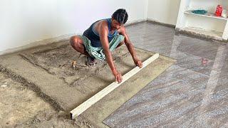 Technique&Install living Room Construction of Tile Accurately|Tile floor design Fitting|Tile work