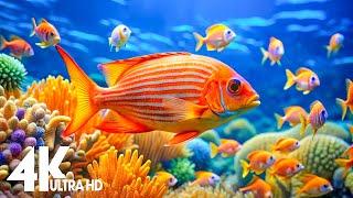 Aquarium 4K Video(Ultra HD)Beautiful Coral Reef Fish - Relaxing Meditation Music for Stress Relief