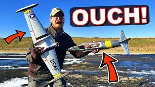 RC JET CRASH LANDING that HURT!!! - Arrows T-33 50mm Warbird EDF Jet - TheRcSaylors