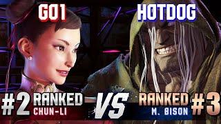 SF6 ▰ GO1 (#2 Ranked Chun-Li) vs HOTDOG29 (#3 Ranked M.Bison) ▰ High Level Gameplay