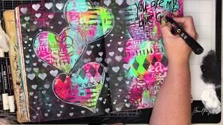 Quick Art Journal Page: Layering stencils and using masks