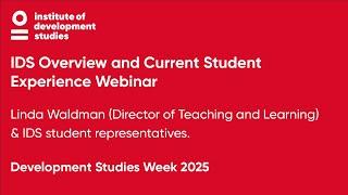 IDS Overview and Current Student Experience Webinar