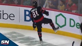 Ridly Greig Sets Up Adam Gaudette Goal With Incredible Backhand Pass