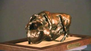 Chris Navarro art bronze sculpture ''DUALITY OF THE BULL AND BEAR''
