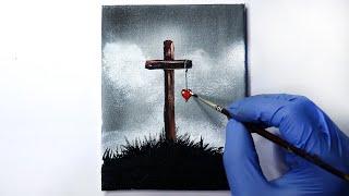 Holy Cross Acrylic Painting - Step by Step / Daily Art Challenge #44