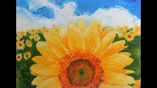 해바라기 꽃 그림 그리기, 손그림, sunflower painting.