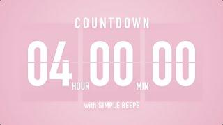 4 Hours Countdown Flip Clock Timer / Simple Beeps 