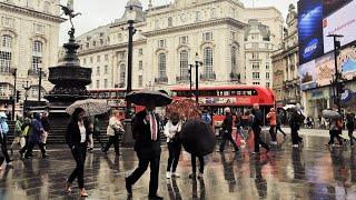 Walking Tour in London Rainy Day in Spring - 2024 ️ 