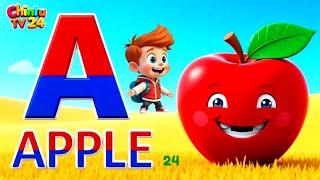 ABC Phonics Song for Kids | A for Apple, B for Ball | Nursery Rhymes with Animation | Chintu TV 24