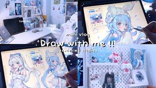 ₊˚⊹🪼ᰔ Mini vlog + draw with me !! 🫐 Reorganizing desk, yesstyle haul, rendering clothes, grwm…