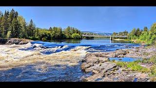 Kaskada wodna Eidsfossen na rzece Glomma w Våler Norwegia.