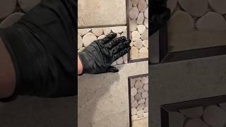 Pebble accent band #tile #diy #construction #stone