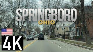 Road Tour of Springboro, Ohio in 4K - Springboro Main Street - Dayton Suburb