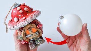 Mushroom House Bauble Christmas Ornament Air Dry Clay Craft Gift Ideas