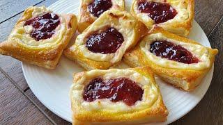 Easy Strawberry Cream Cheese Danish | Puff Pastry Danish