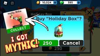 Spending ALL My Coins Unboxing Holiday Box in ROBLOX: MURDER PARTY!