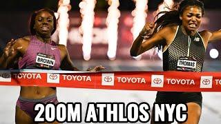 Brittany Brown Surprises Gabby Thomas in 200m at Athlos NYC Women Only Event