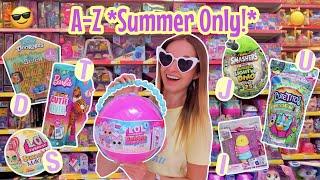 A-Z *SUMMER ONLY* MYSTERY TOYS SHOPPING CHALLENGE!!️️ (WORLD'S BIGGEST TOY STORE!!🫢)