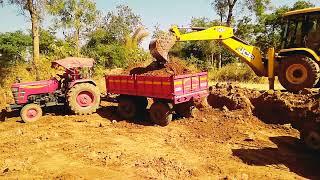 JCB Backhoe Loader Loading and Leveling Hilly Ground - 2 JCB Backhoe Machine Hill Side Work