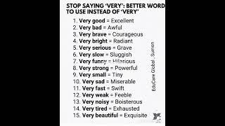 Better word to use instead of very . Stop saying Very. #english #englishlanguage #education