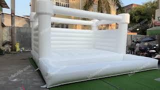 6x6x3m inflatable white bounce house with slide combo for wedding party events