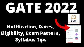 GATE 2022: Notification, Application Form , Dates, Pattern, Eligibility, Syllabus,Preparation Tips