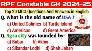 RPF Constable GK 2024 || RPF Constable GK Questions And Answers In English || GK GS Classes