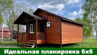 Каркасный дом 6х6 с терраской