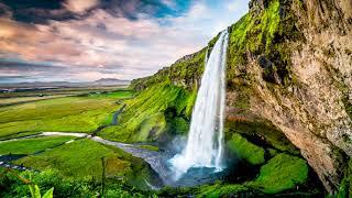 The most beautiful Waterfall on Iceland. White Noise, Waterfall, Nature Sounds for Sleep, Relaxation