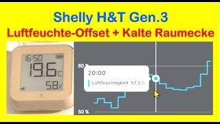 Hygrometer Shelly H&T Gen.3 - mit Luftfeuchte-Offset - Anbringung an kalter Raumecke gegen Schimmel