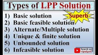 Types of solution in LPP|Basic|Multiple solution|Unbounded|Infeasible|GTU|Special case of LP problem