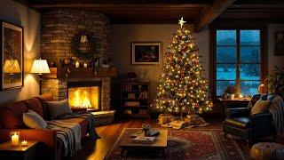 Christmas Ambience Cozy Winter Room Ambience with Crackling Fireplace, Gentle Wind & Snowfall