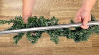 Stick a tension rod into a Christmas garland for this GENIUS kitchen idea!