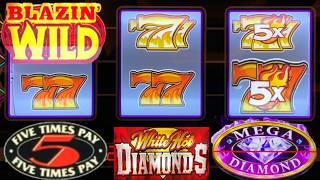 NICE WINS! White Hot Diamonds comes through again! Black & white 5 Times Pay! Mega Diamond slot play