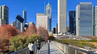 Autumn Walk in Millennium Park Chicago | 4K HDR