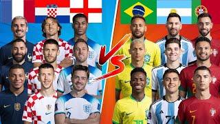 France Croatia England  Brazil Argentina Portugal  Vs football time 2023 Trio Comparison 