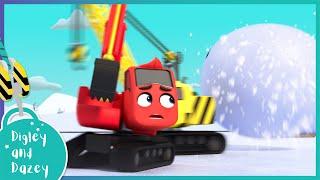 Snowman Snowball Rollaway   | Digley and Dazey | Kids Construction Truck Cartoons